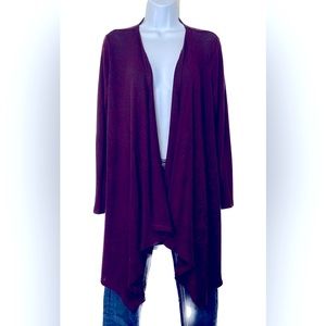 Maroon wine colored long cardigan. Medium.